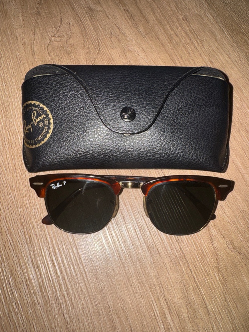 Ray-Ban Clubmaster Sunglasses in Tortoise and Black with Gold Accents
